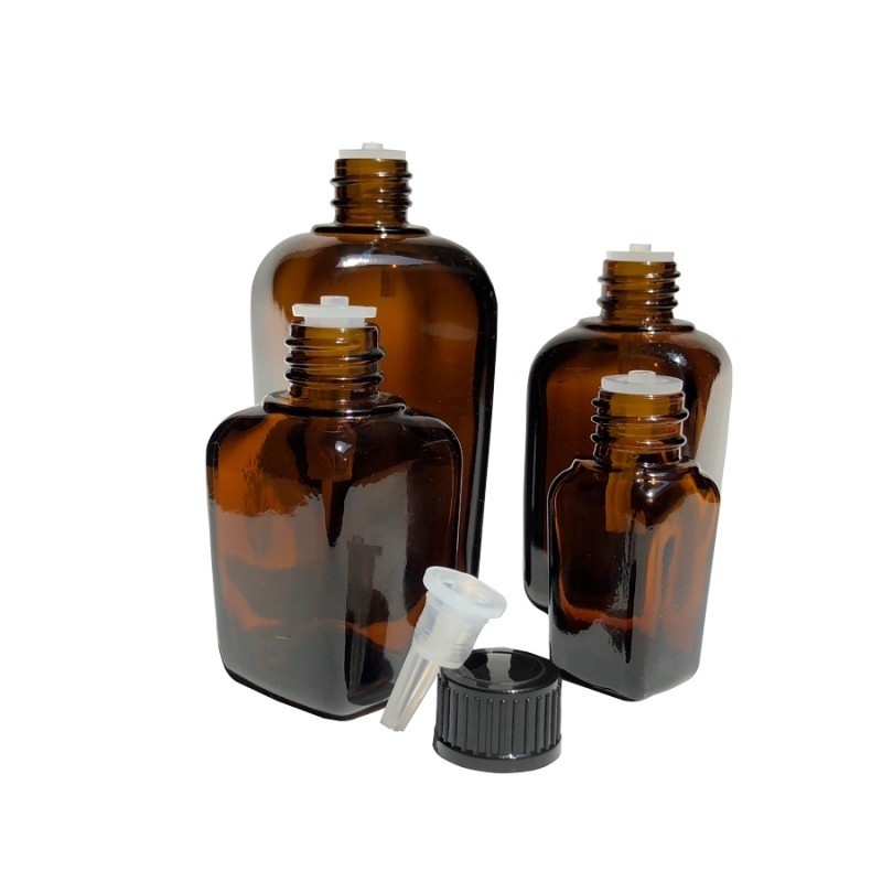 Frasco cuadraro color Ámbar 30ml con Tapón goteo