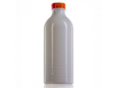 Botella blanca 1 Litro en plástico PET y tapón Naranja